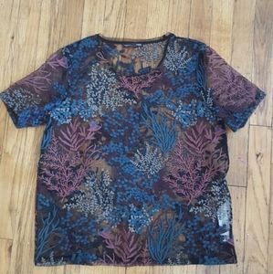 Zara  embroidered top / coral seaweed Motif